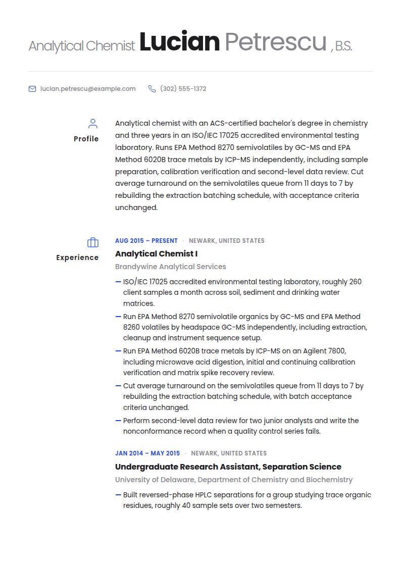 Chemist Resume Examples & Templates
