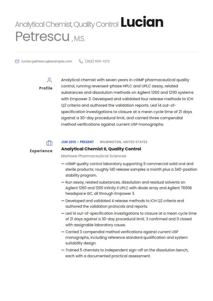 Chemist Resume Examples & Templates