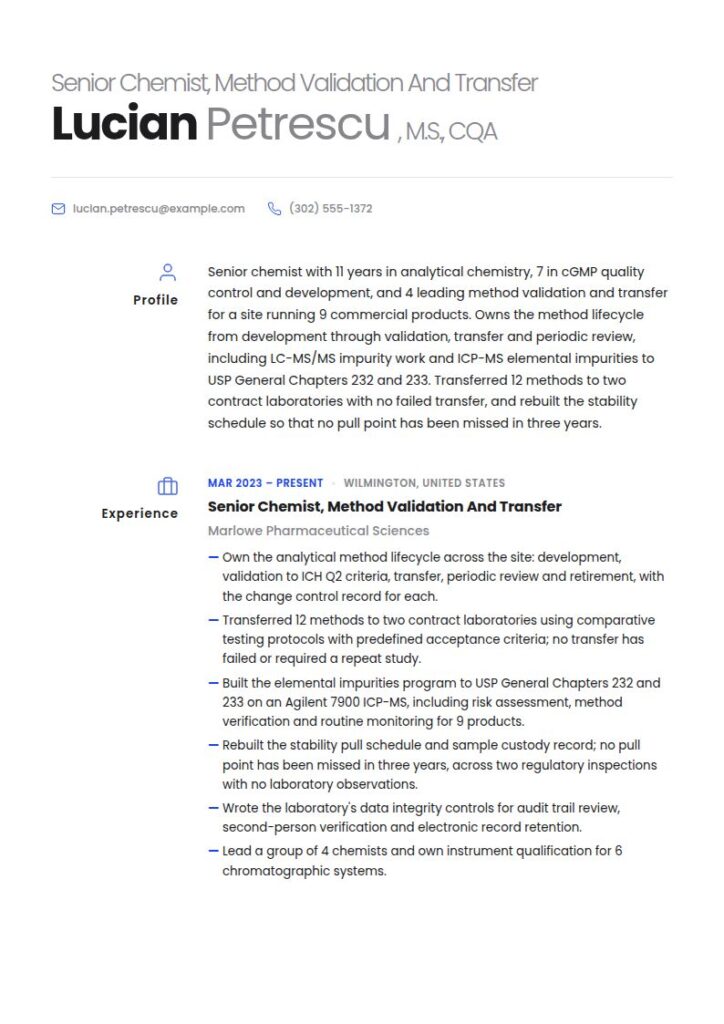 Chemist Resume Examples & Templates