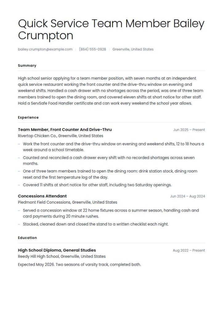 Chick-fil-A Resume Examples & Templates
