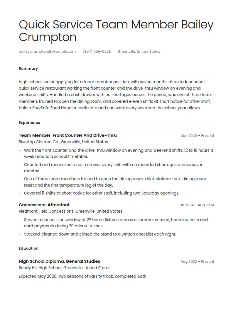 Chick-fil-A Resume Examples & Templates