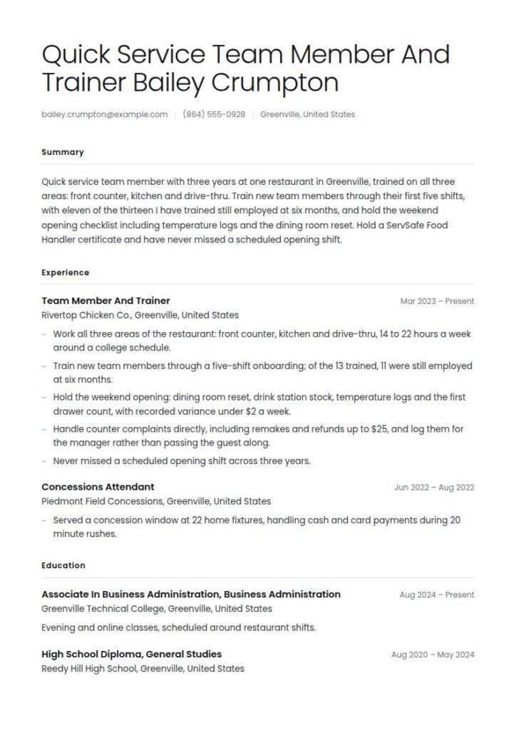 Chick-fil-A Resume Examples & Templates