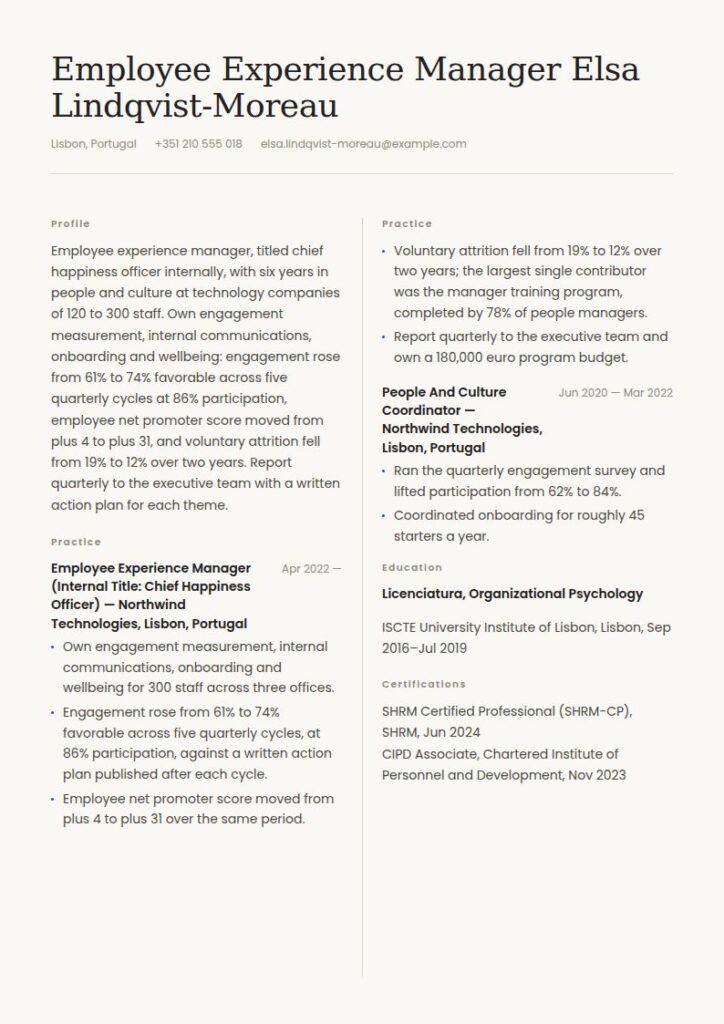 Chief Happiness Officer (CHO) Resume Examples & Templates