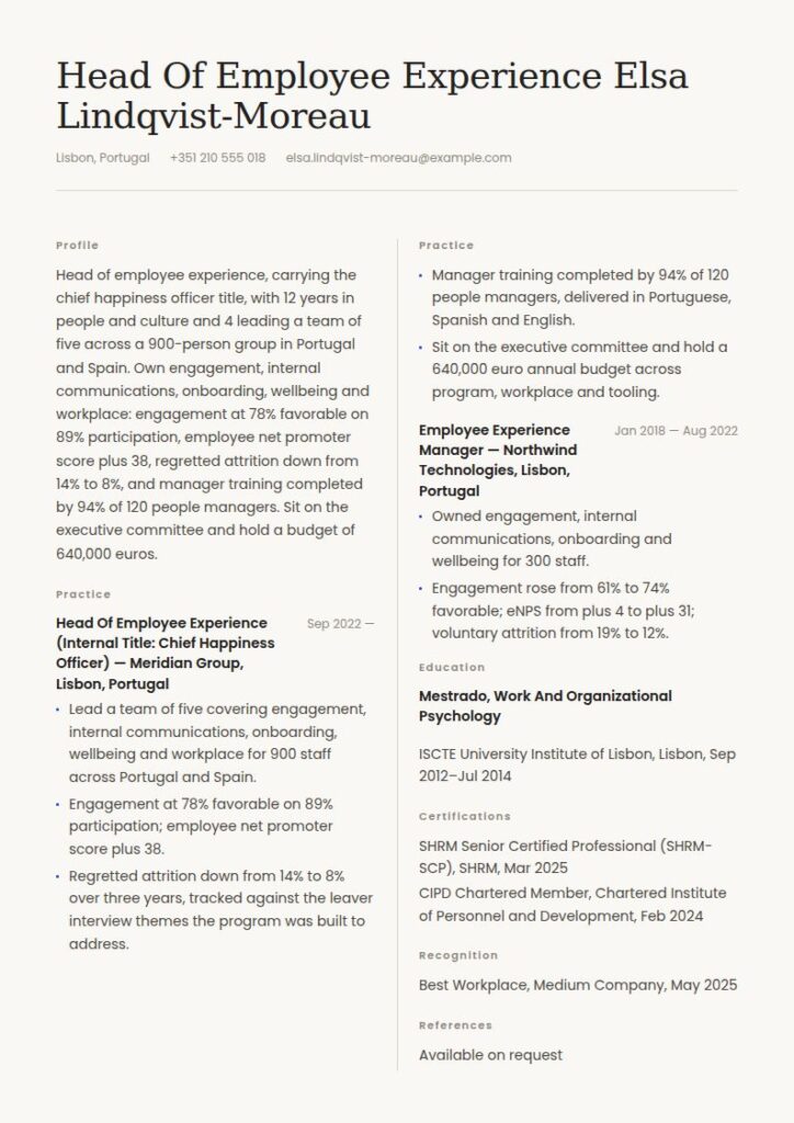 Chief Happiness Officer (CHO) Resume Examples & Templates