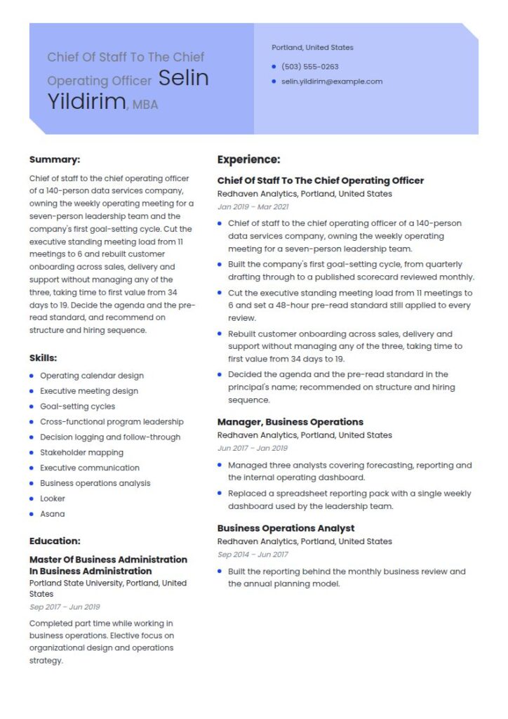 Chief of Staff Resume Examples & Templates