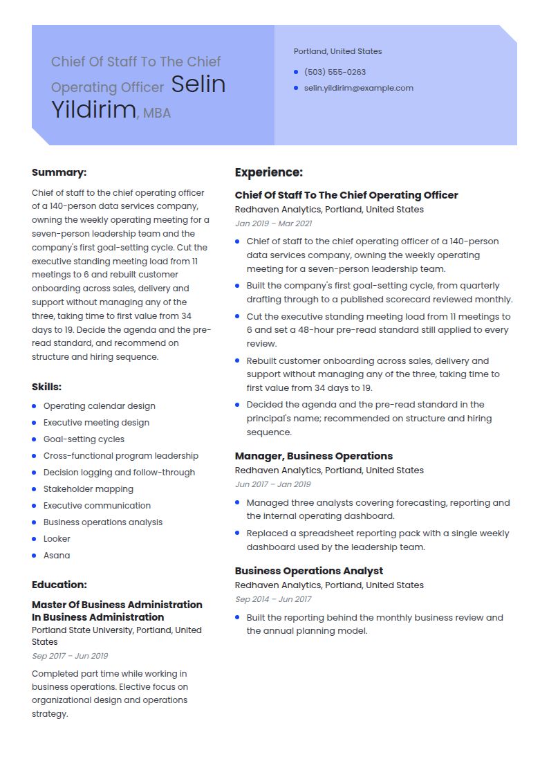 Chief of Staff Resume Examples & Templates