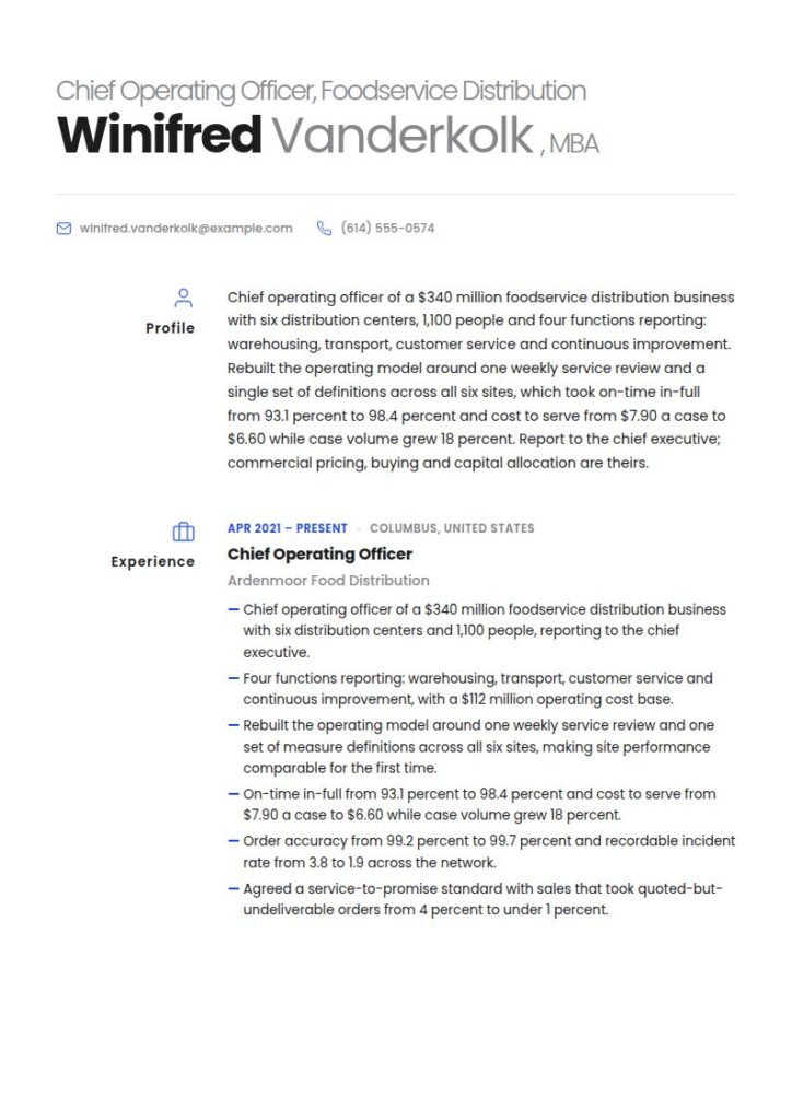 Chief Operating Officer Resume Examples & Templates
