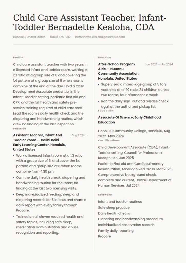 Child Care Resume Examples & Templates