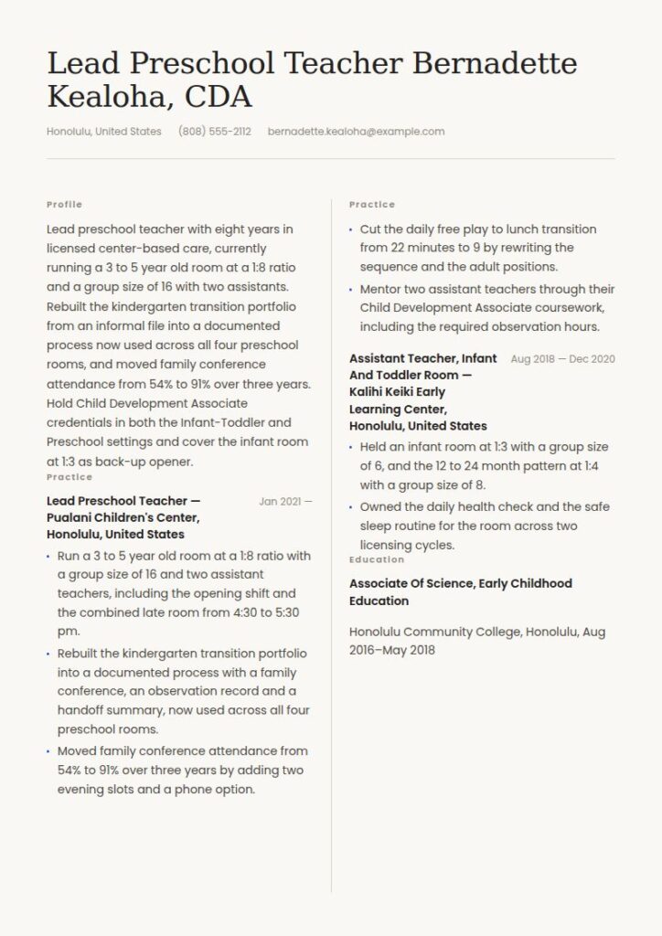 Child Care Resume Examples & Templates