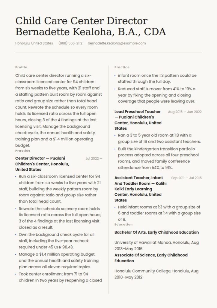 Child Care Resume Examples & Templates