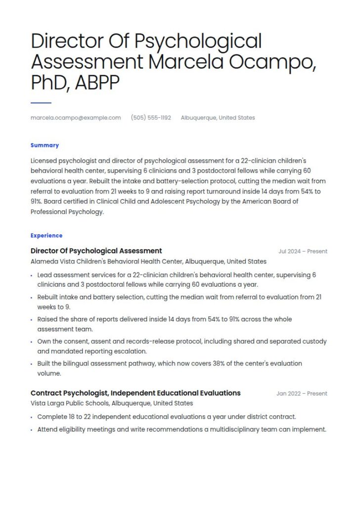 Child Psychologist Resume Examples & Templates