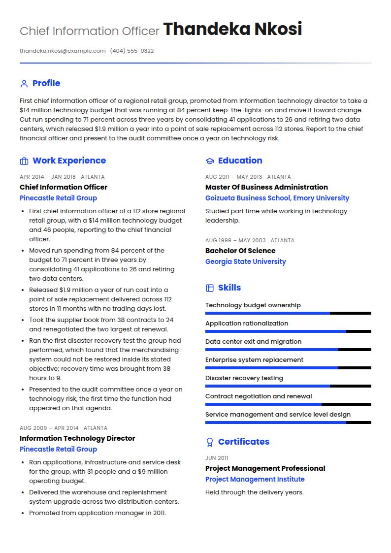 CIO Resume Examples & Templates