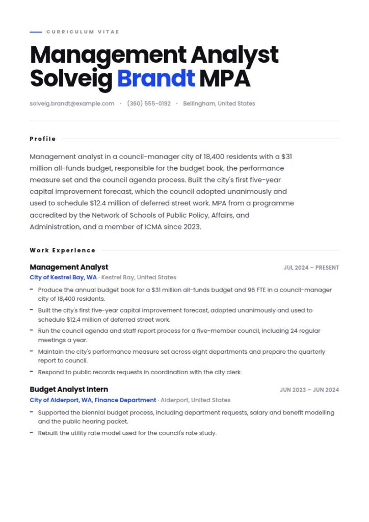 City Manager Resume Examples & Templates