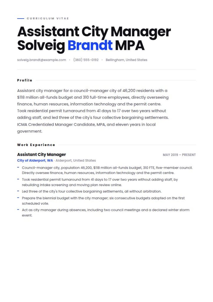 City Manager Resume Examples & Templates