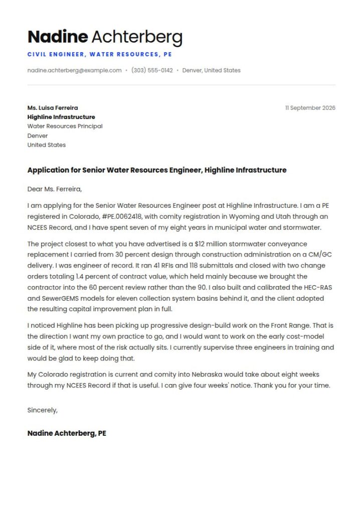 Civil Engineer Cover Letter Examples & Templates