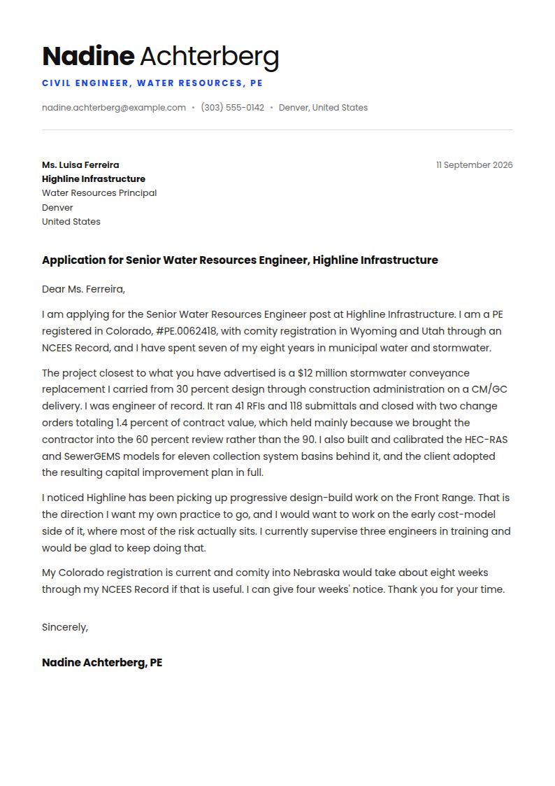 Civil Engineer Cover Letter Examples & Templates