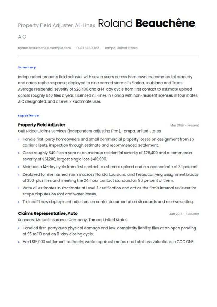 Claims Adjuster Resume Examples & Templates