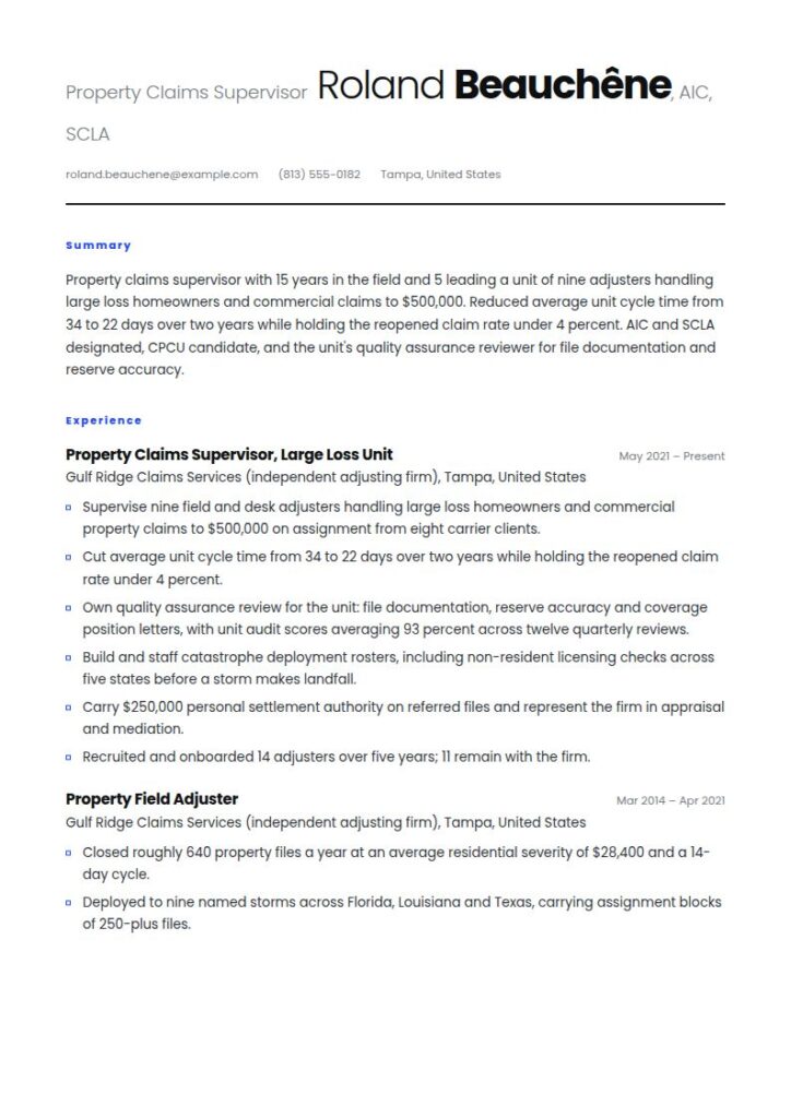 Claims Adjuster Resume Examples & Templates