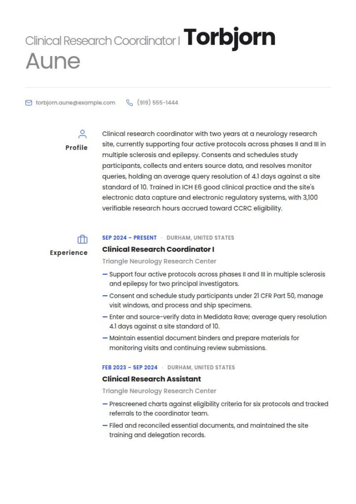Clinical Research Coordinator Resume Examples & Templates