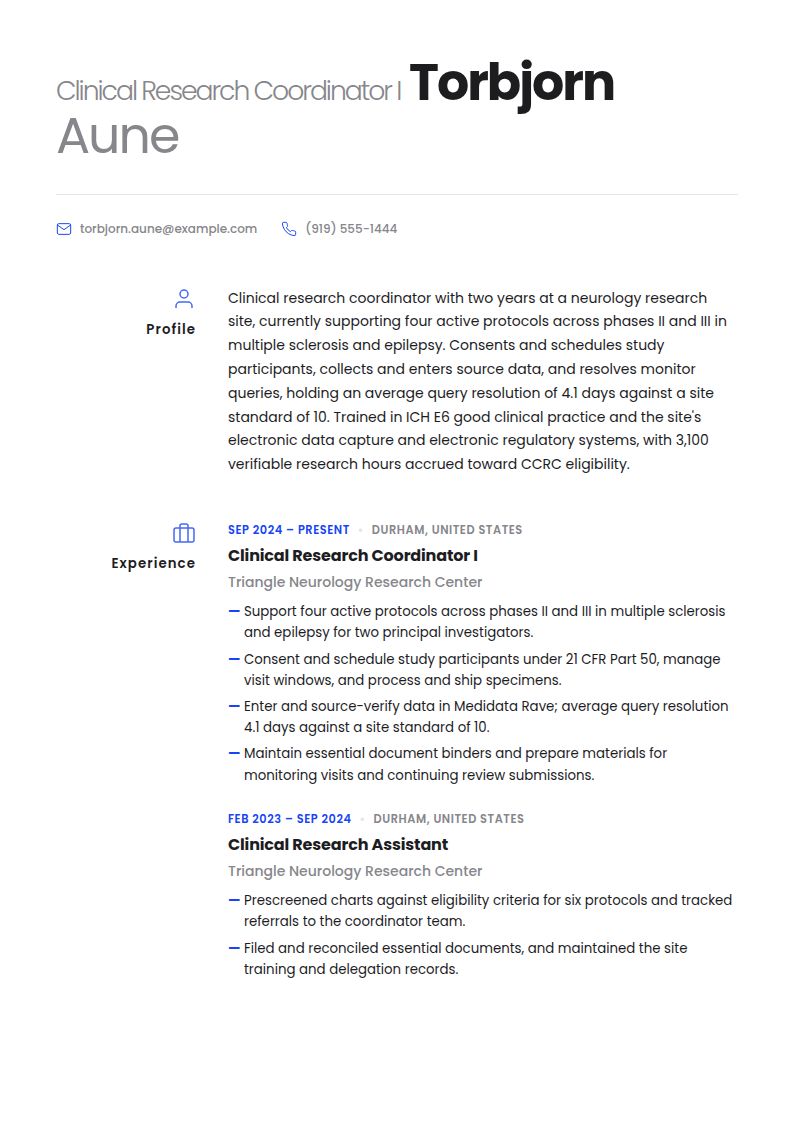 Clinical Research Coordinator Resume Examples & Templates