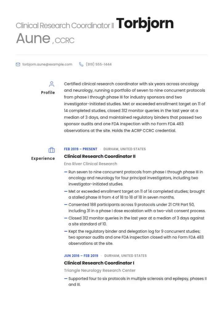 Clinical Research Coordinator Resume Examples & Templates