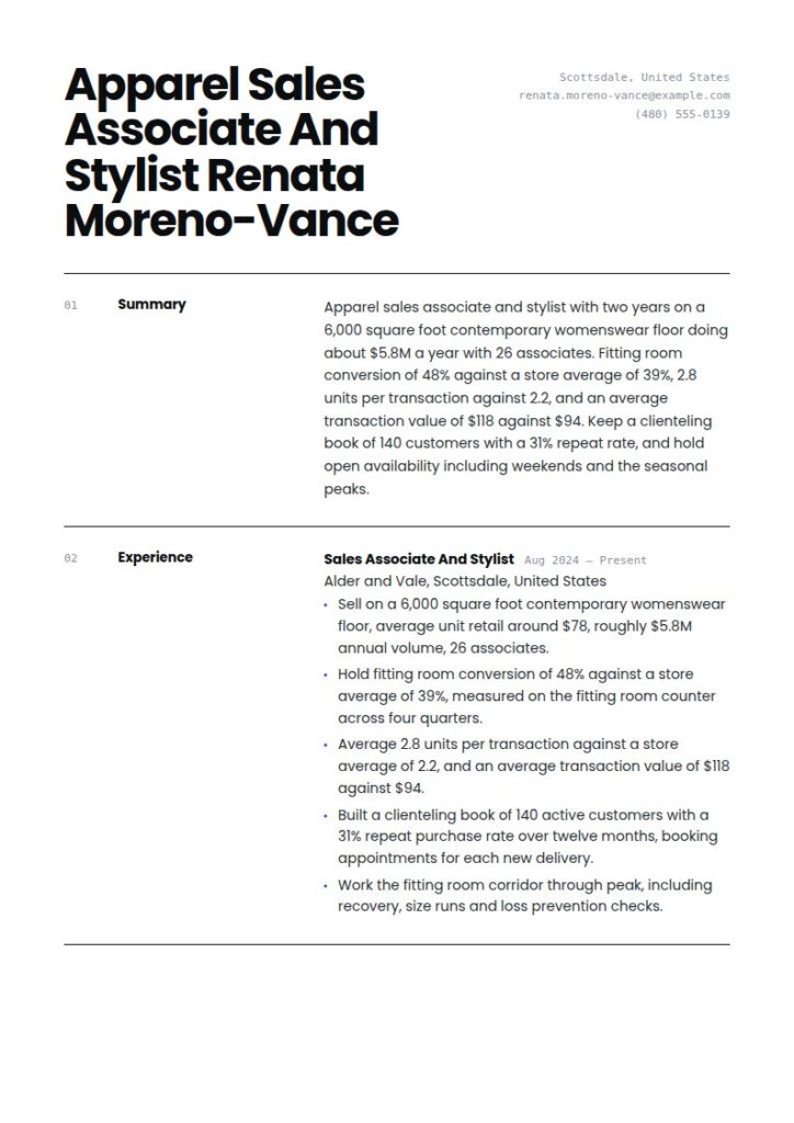 Clothing Store Resume Examples & Templates