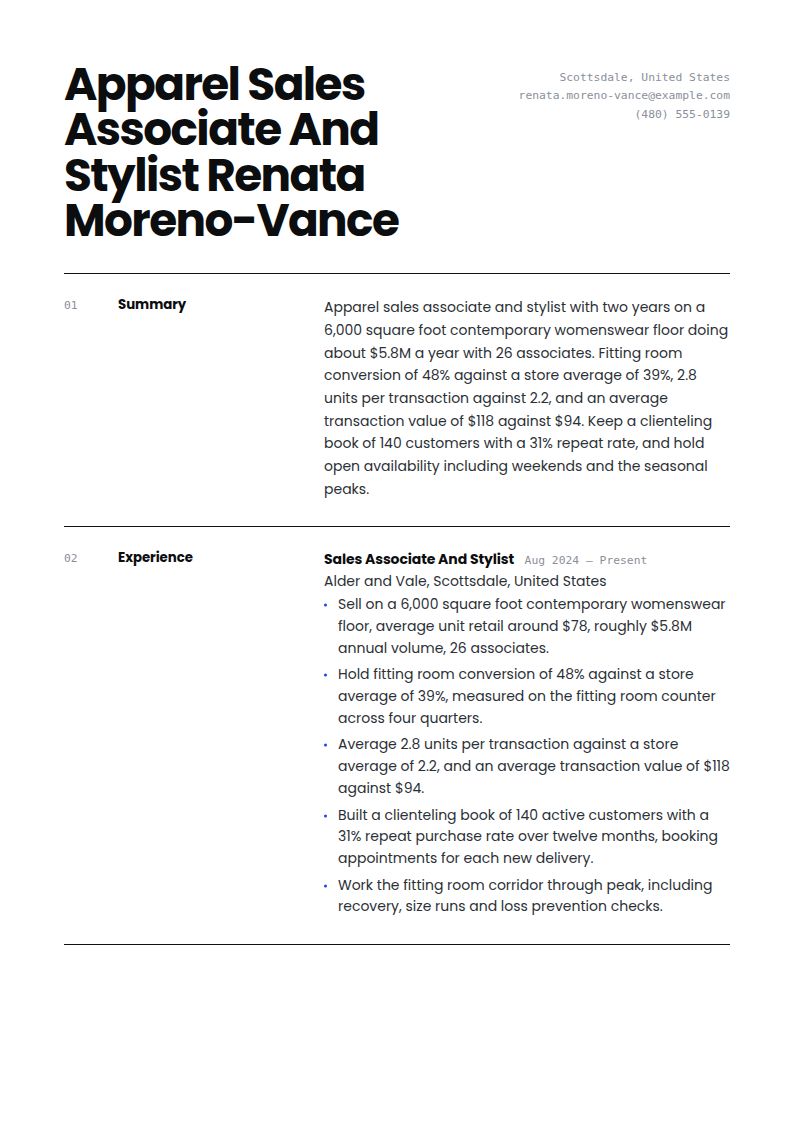 Clothing Store Resume Examples & Templates