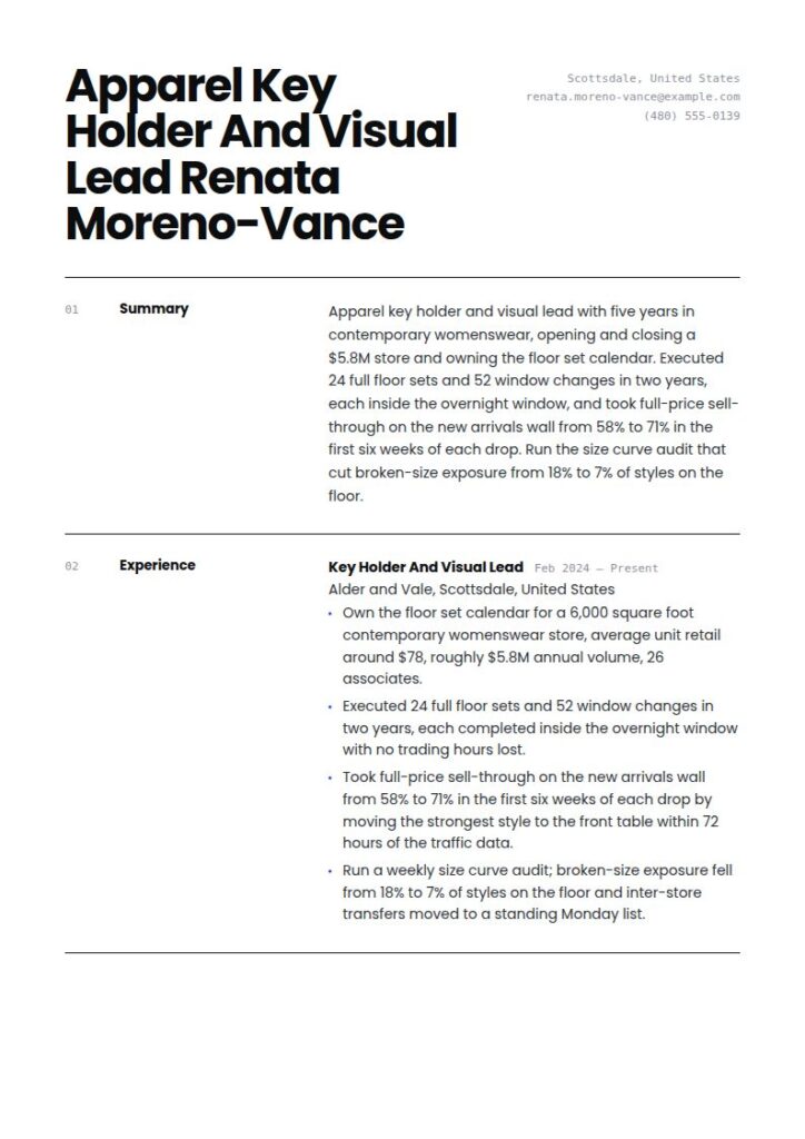 Clothing Store Resume Examples & Templates