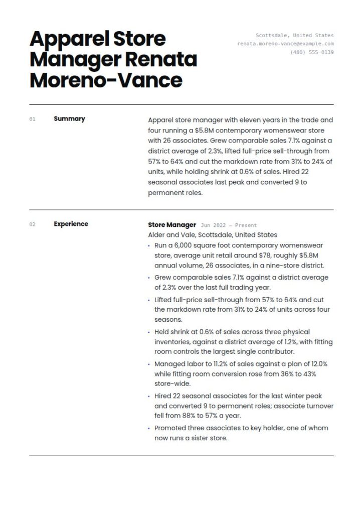 Clothing Store Resume Examples & Templates