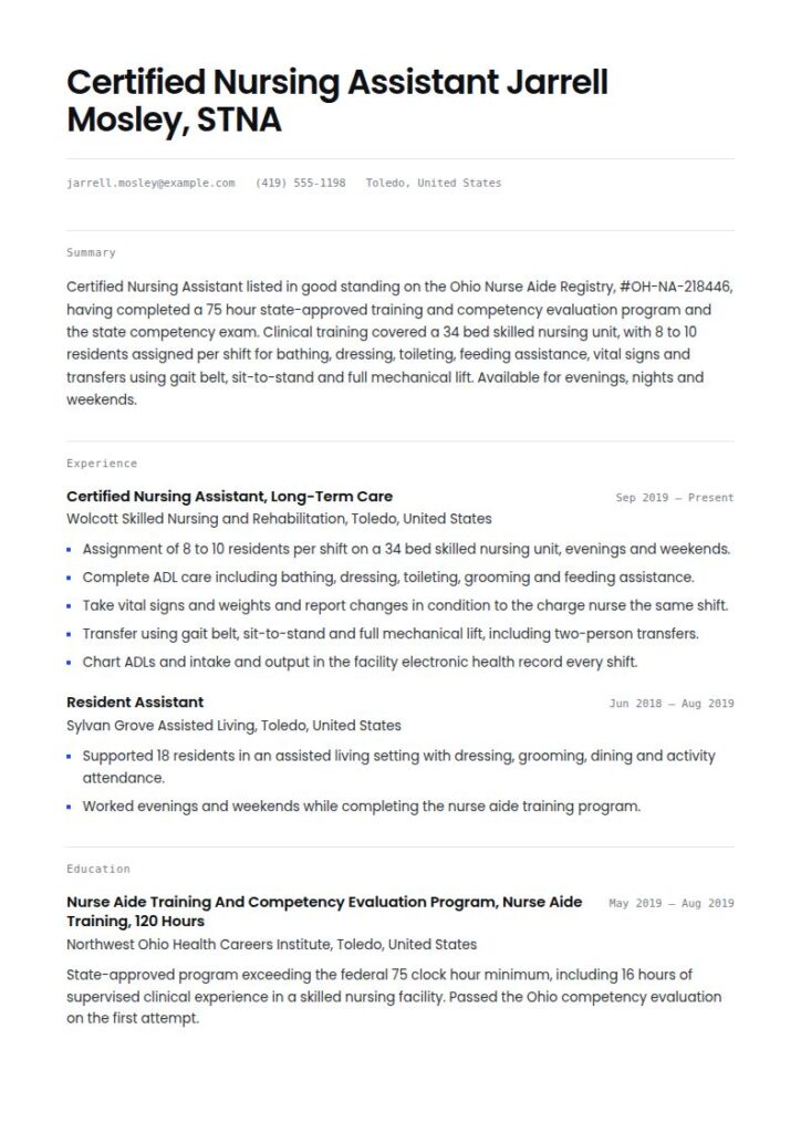 CNA Resume Examples & Templates