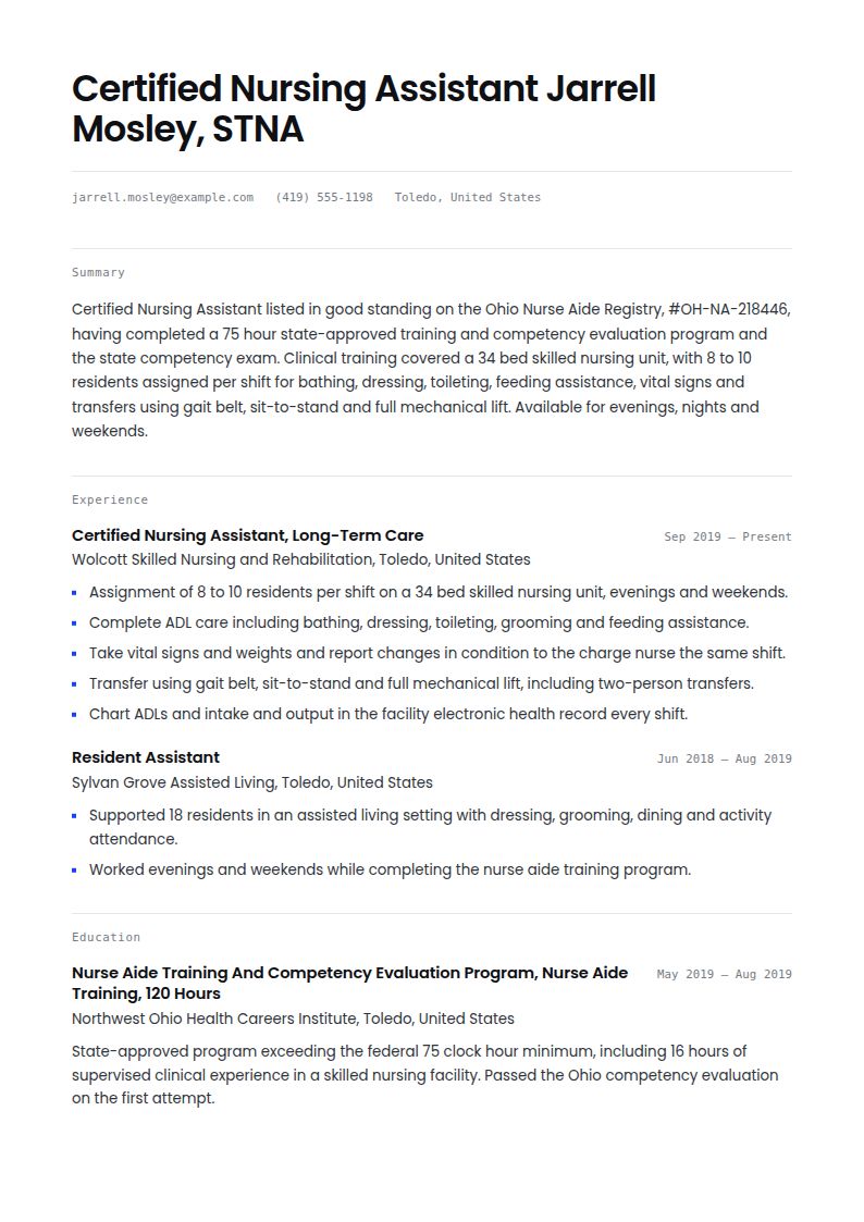 CNA Resume Examples & Templates