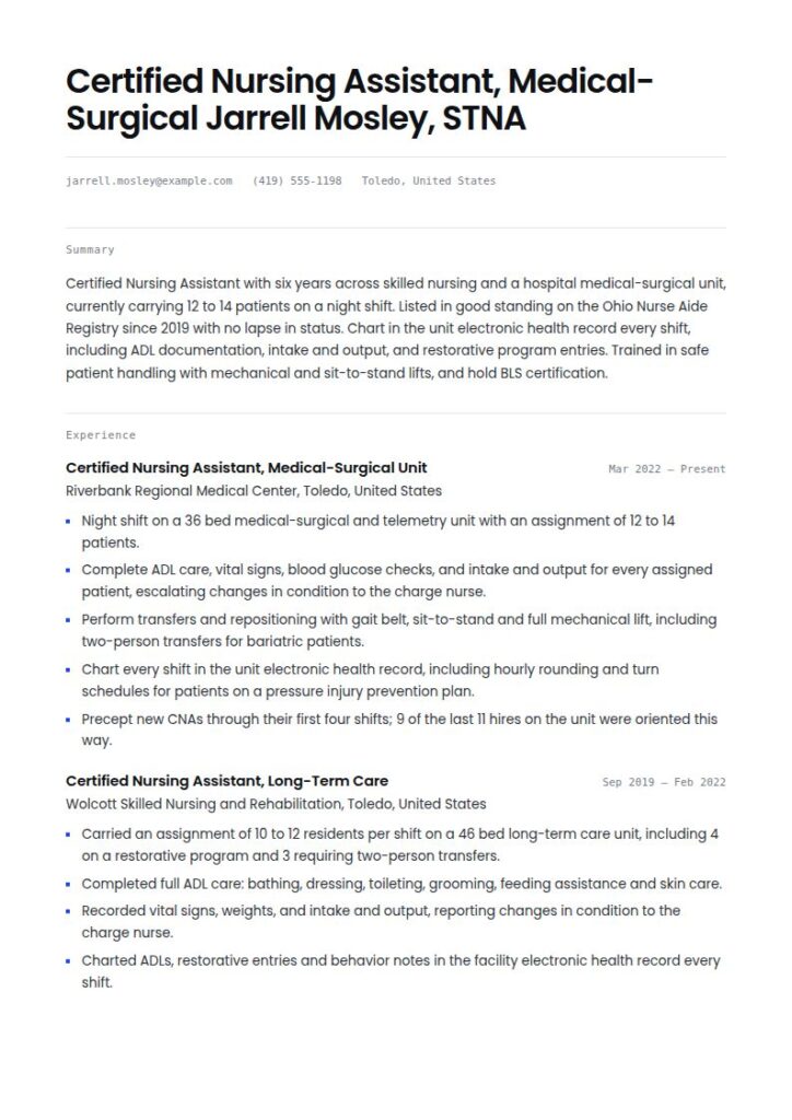 CNA Resume Examples & Templates