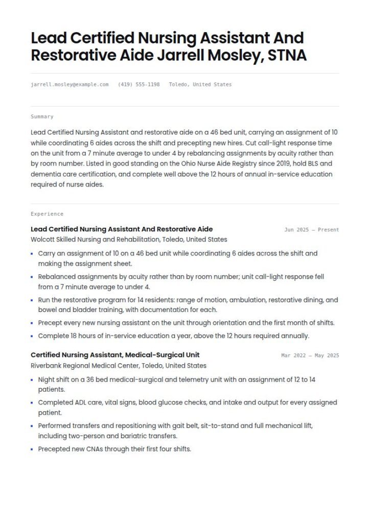 CNA Resume Examples & Templates