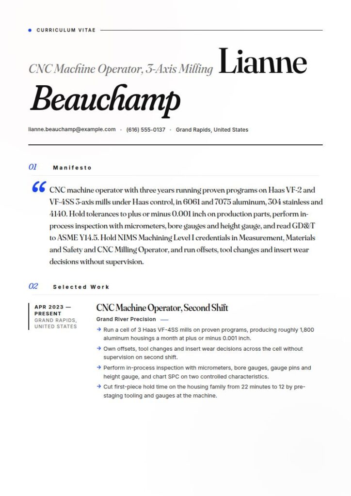 CNC Machinist Resume Examples & Templates