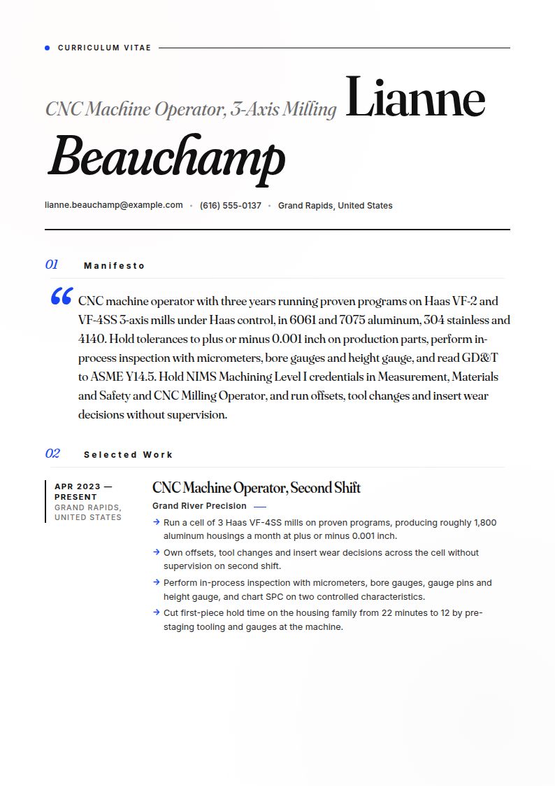 CNC Machinist Resume Examples & Templates