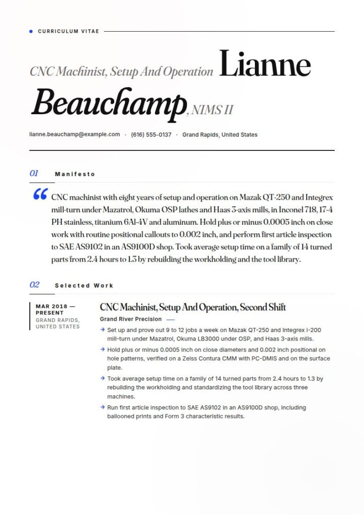 CNC Machinist Resume Examples & Templates