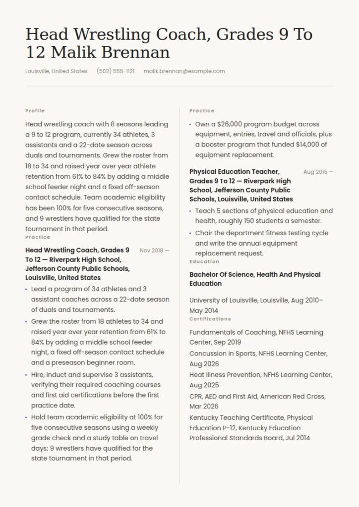 Coach Resume Examples & Templates