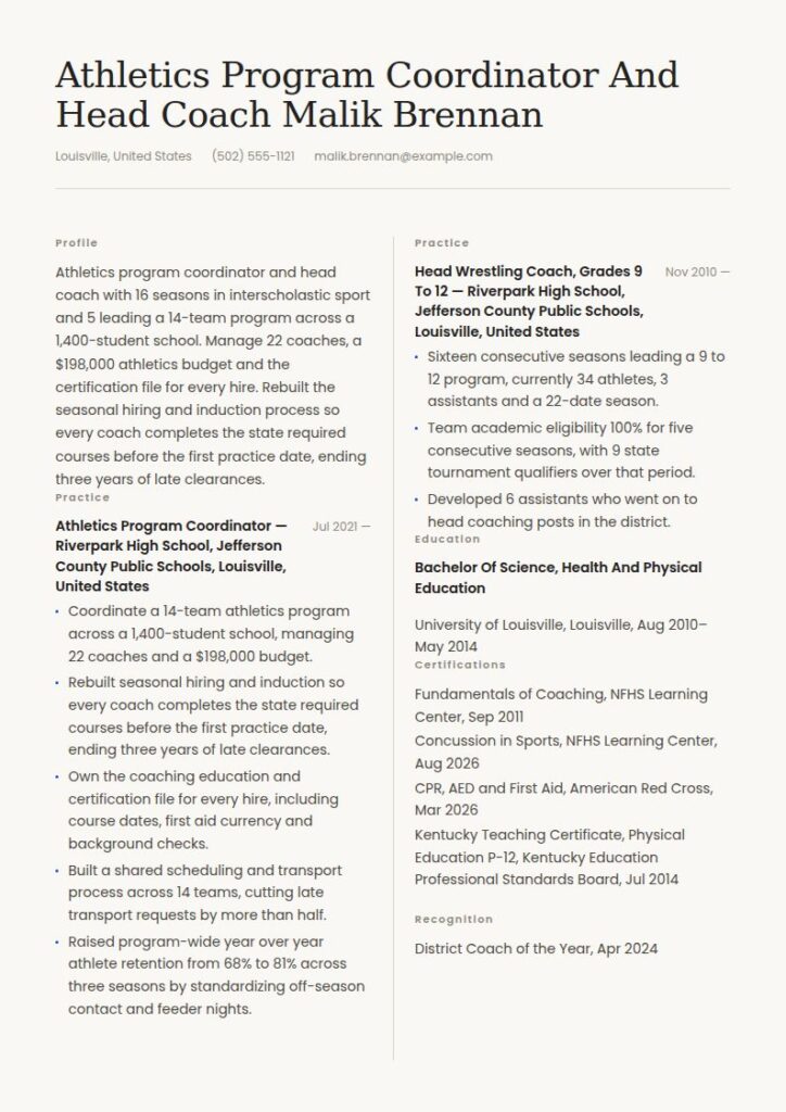 Coach Resume Examples & Templates