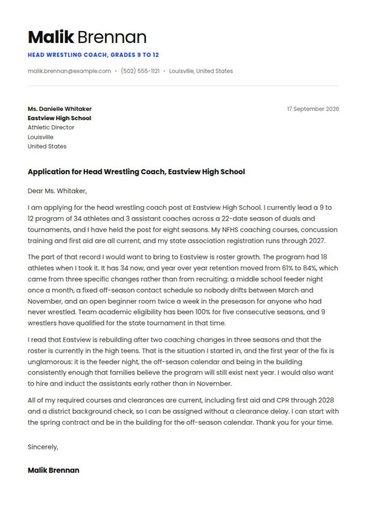 Coach Cover Letter Examples & Templates