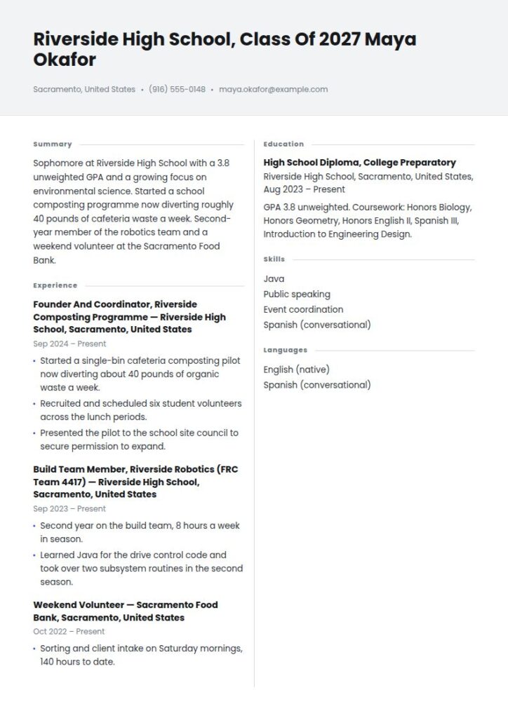 College Admissions Resume Examples & Templates