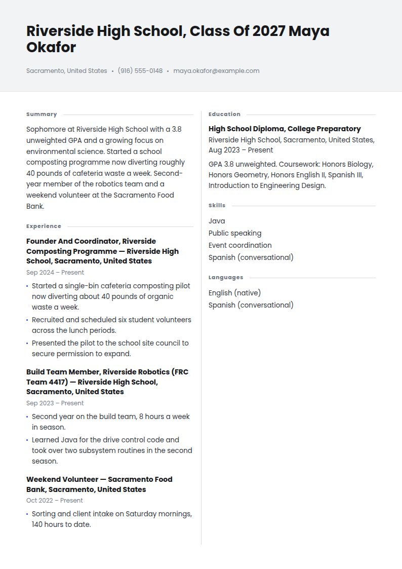 College Admissions Resume Examples & Templates