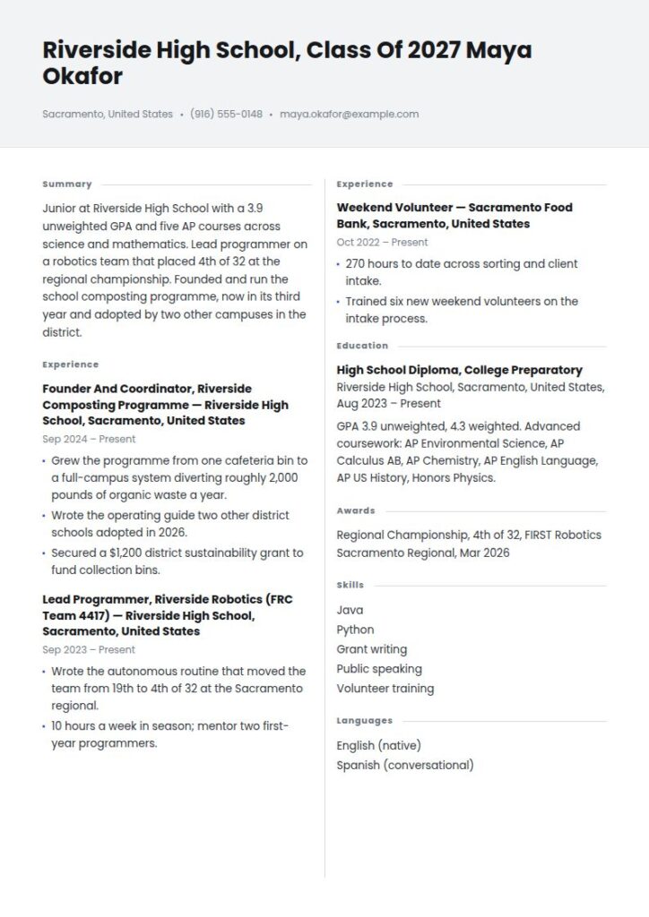 College Admissions Resume Examples & Templates