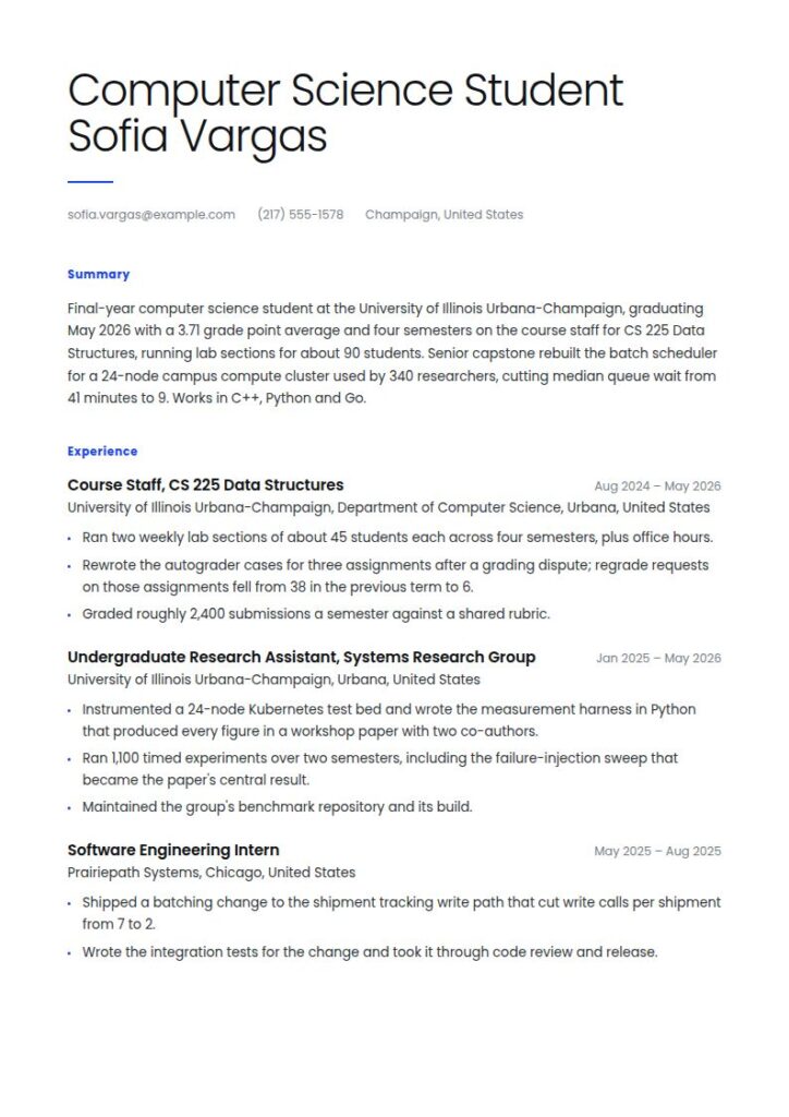 Computer Science Resume Examples & Templates