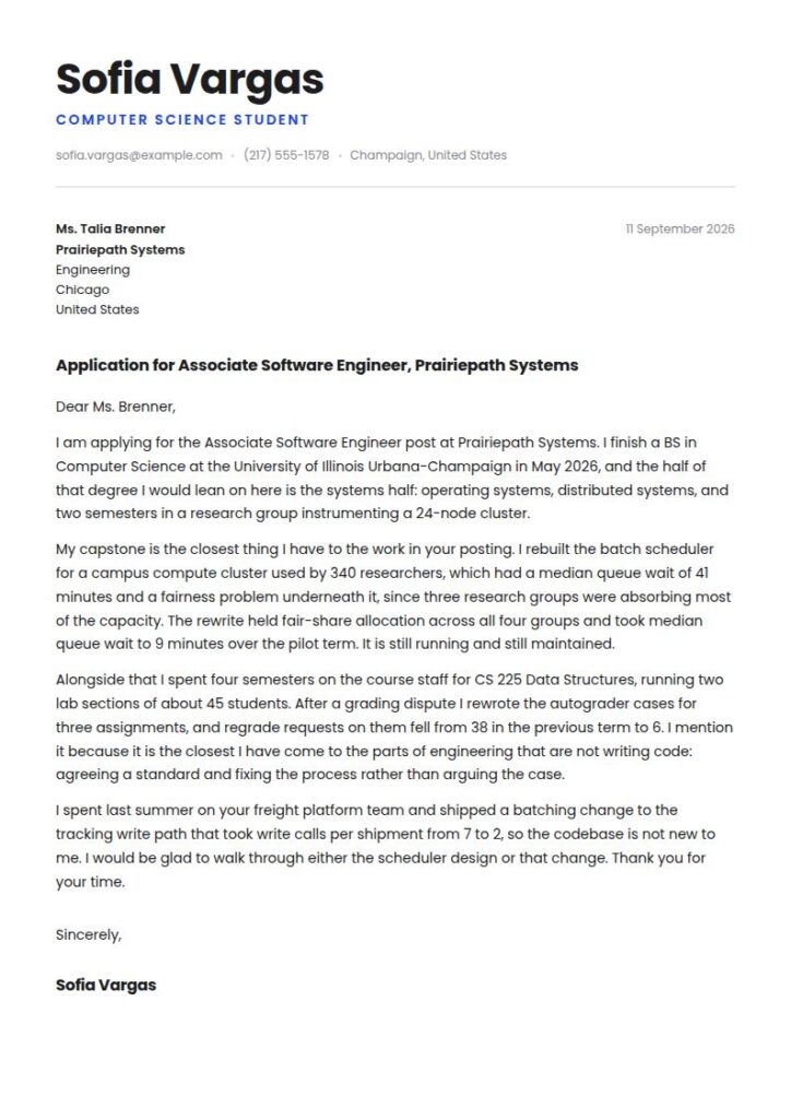 Computer Science Cover Letter Examples & Templates