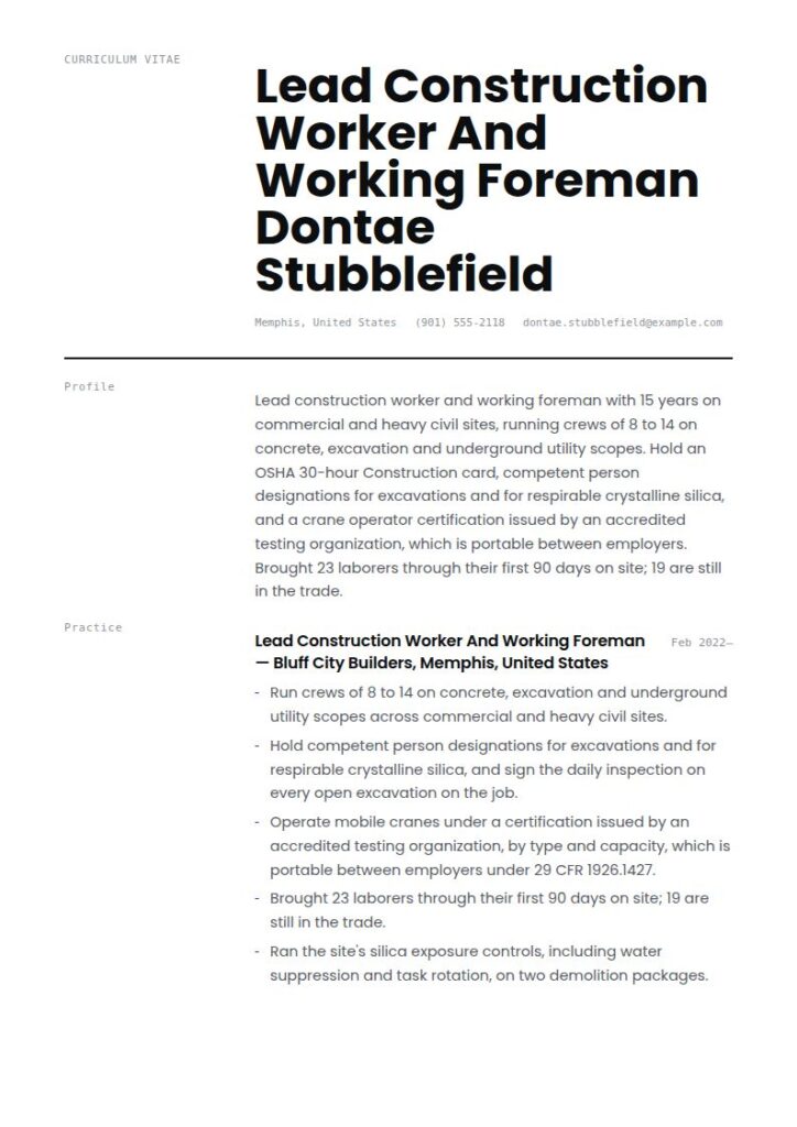 Construction Worker Resume Examples & Templates