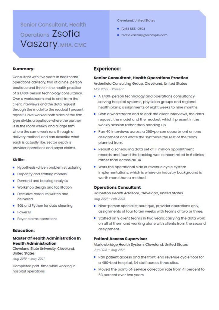 Consulting Resume Examples & Templates