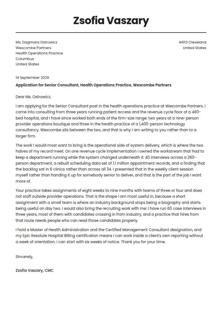 Consulting Cover Letter Examples & Templates