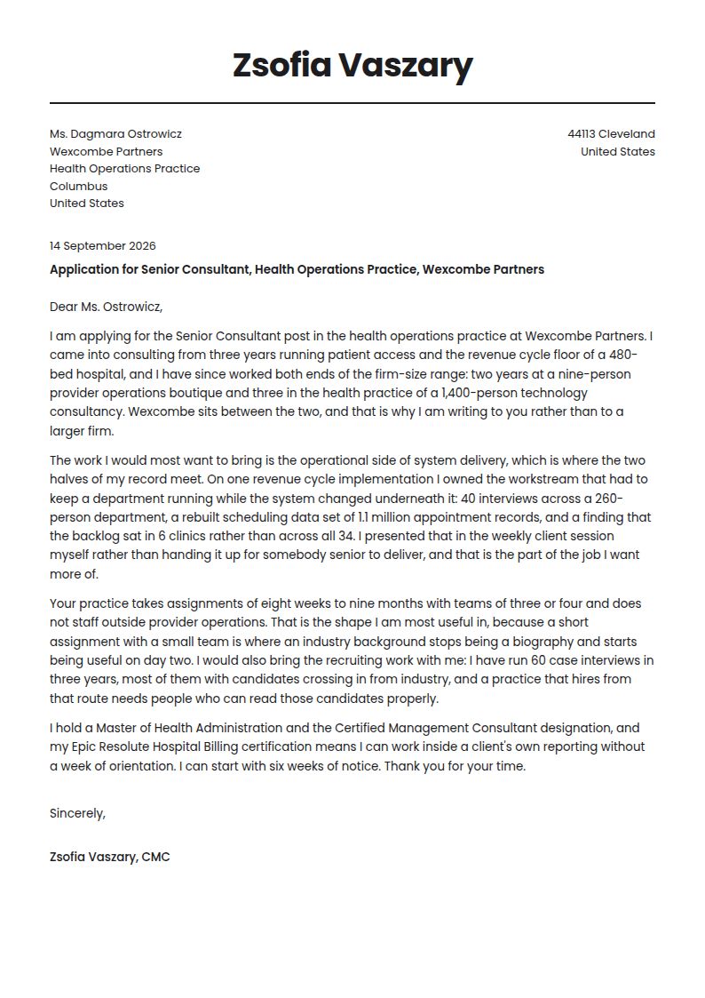 Consulting Cover Letter Examples & Templates