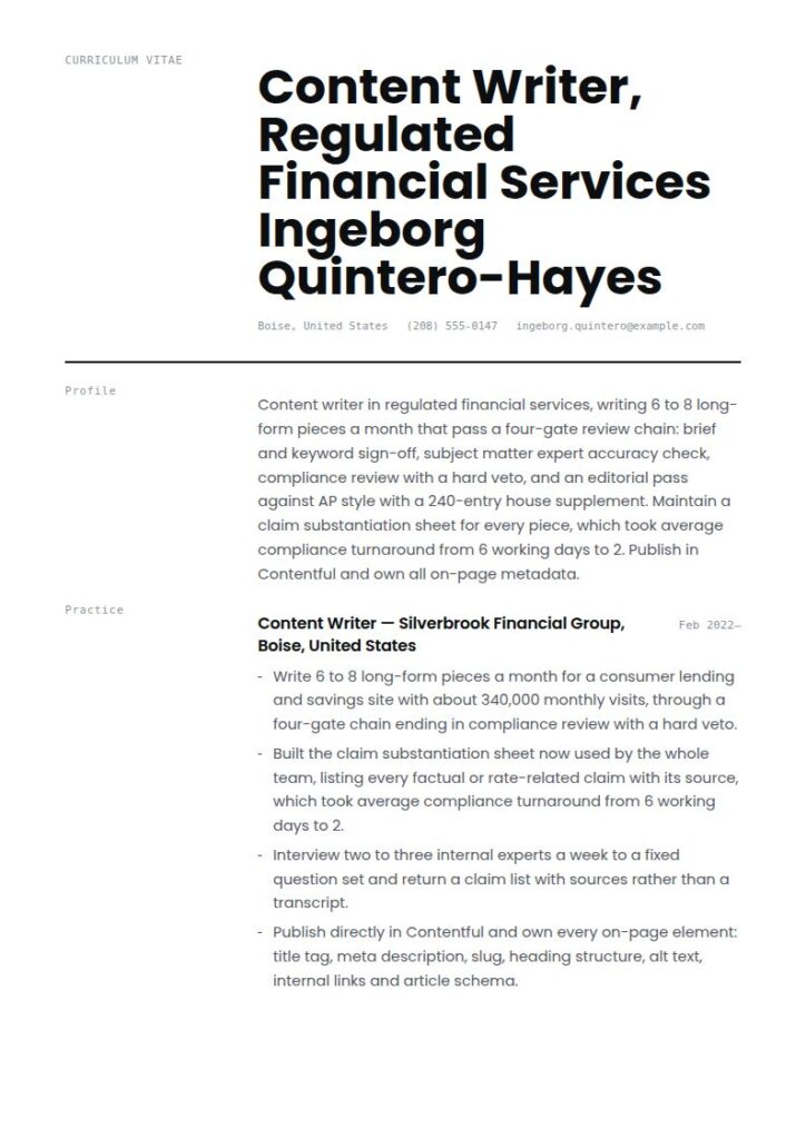Content Writer Resume Examples & Templates