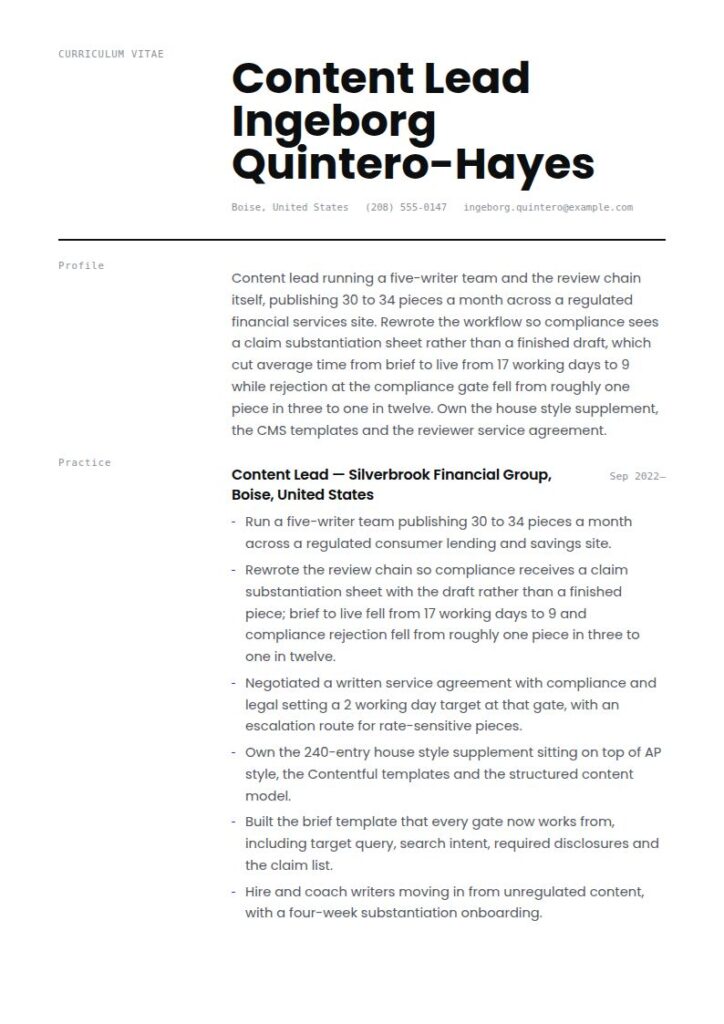 Content Writer Resume Examples & Templates